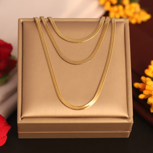 22K Gold Plated Layered Snake Chain Necklace - ZIPPORY