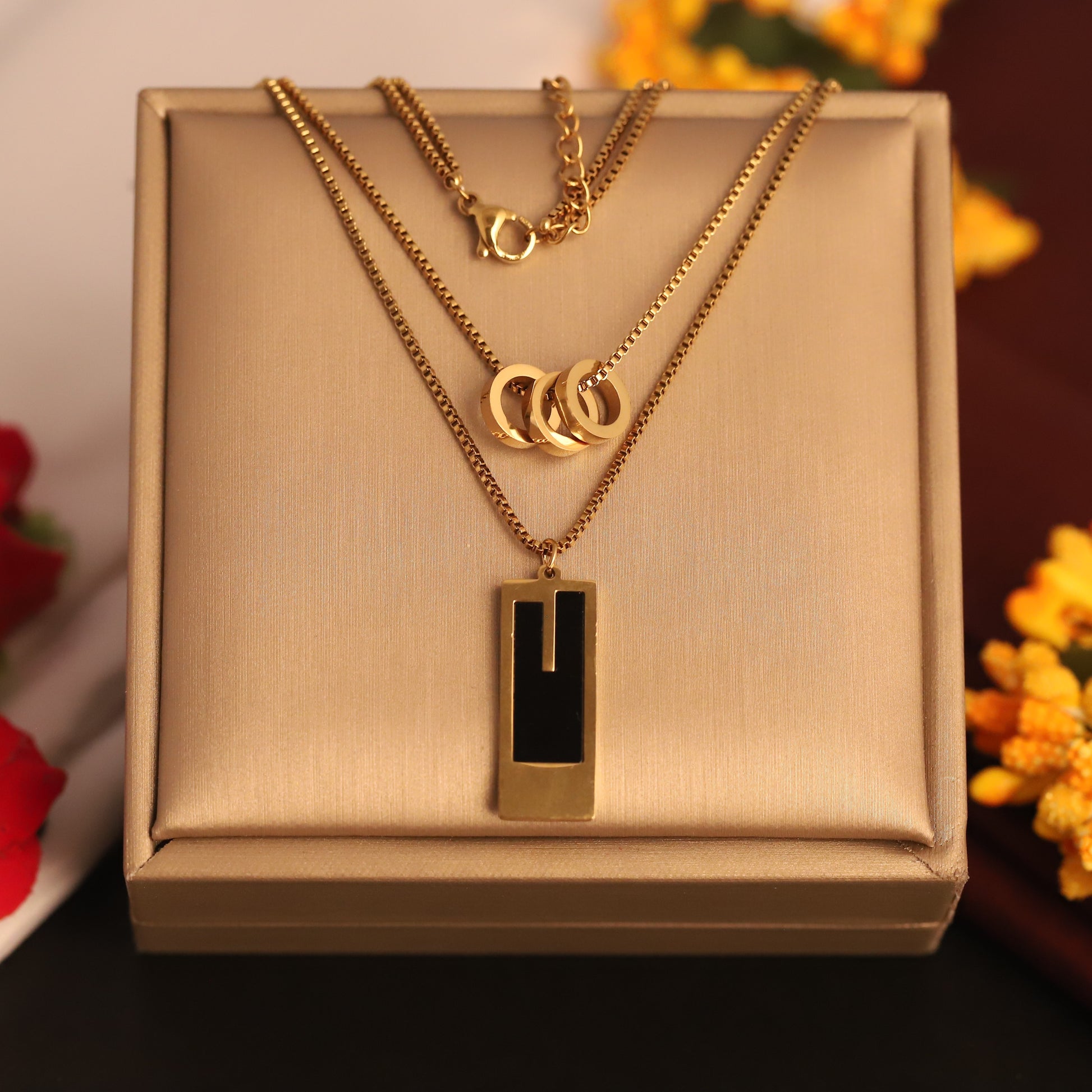Modern Chic Dual-Layer Geometric Pendant Necklace - ZIPPORY