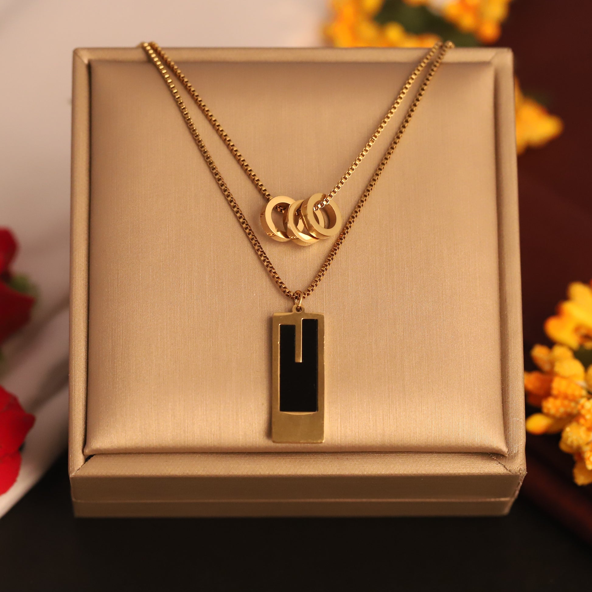 Modern Chic Dual-Layer Geometric Pendant Necklace - ZIPPORY