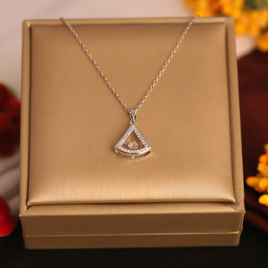 Luna Prism Pendant – Silver-Plated Geometric Sparkle Necklace - ZIPPORY