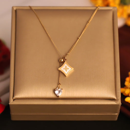 Golden Embrace Heart Charm Pendant Necklace - ZIPPORY