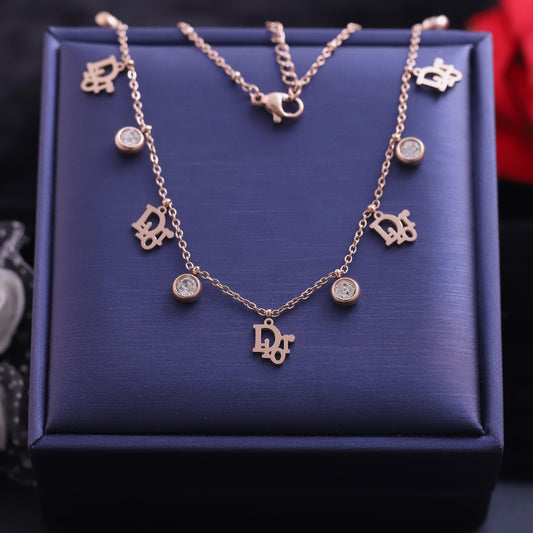Elegant Rose Gold Plated Dior Beaded Necklace - ZIPPORY