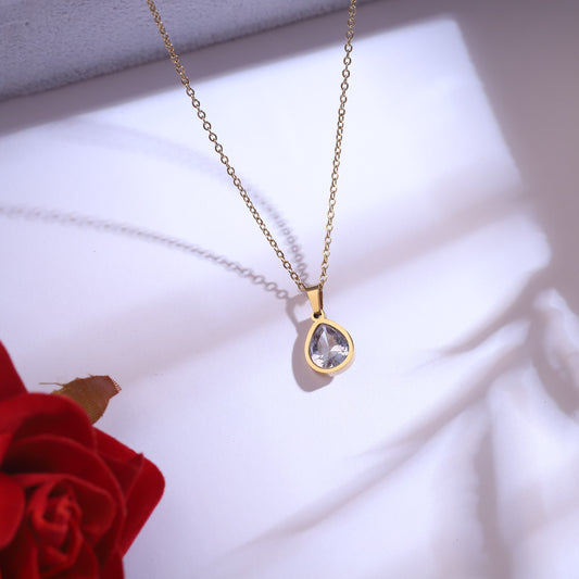 Elegant 22K Gold-Plated Teardrop Crystal Jewelry Necklace Set