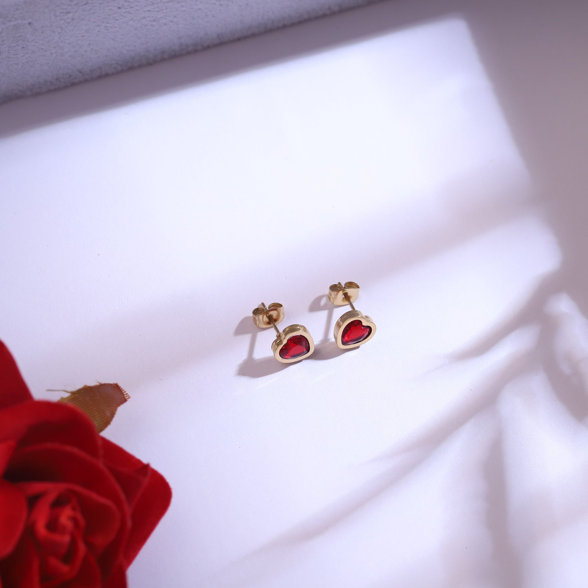 Romantic Red Heart Necklace Jewelry Set-22K Gold Plated - ZIPPORY