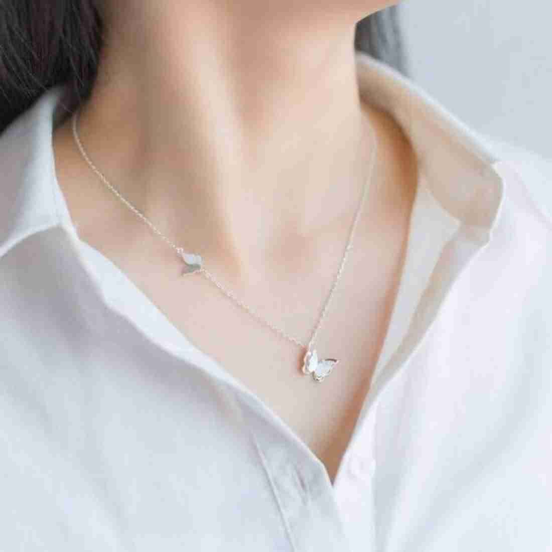 Elegant Silver-Plated Butterfly Necklace - ZIPPORY