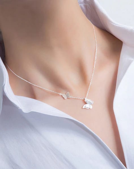 Elegant Silver-Plated Butterfly Necklace - ZIPPORY