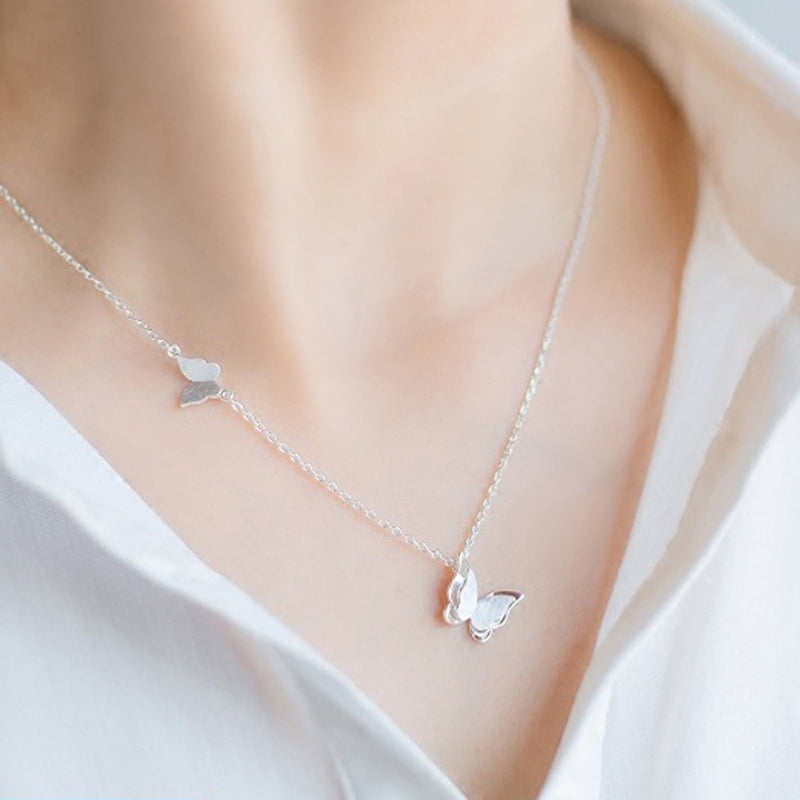 Elegant Silver-Plated Butterfly Necklace - ZIPPORY
