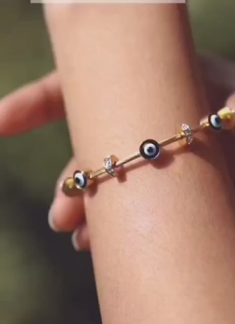 Evil Eye Bracelet With Magnetic Lock-Rose Gold