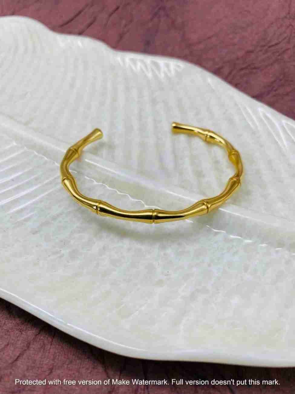 Bamboo Cuff Bracelet-Gold Plated Bamboo Shape - ZIPPORY