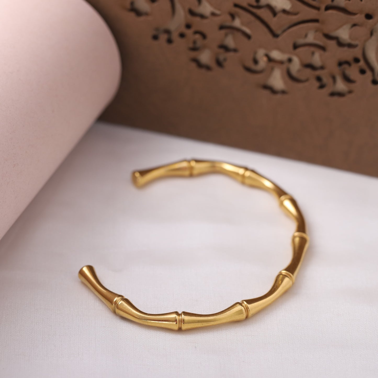 Bamboo Cuff Bracelet-Gold Plated Bamboo Shape - ZIPPORY