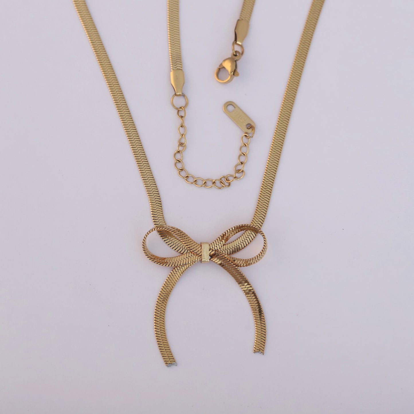 Bold Bow Pendant Necklace – Thick Snake Chain - ZIPPORY