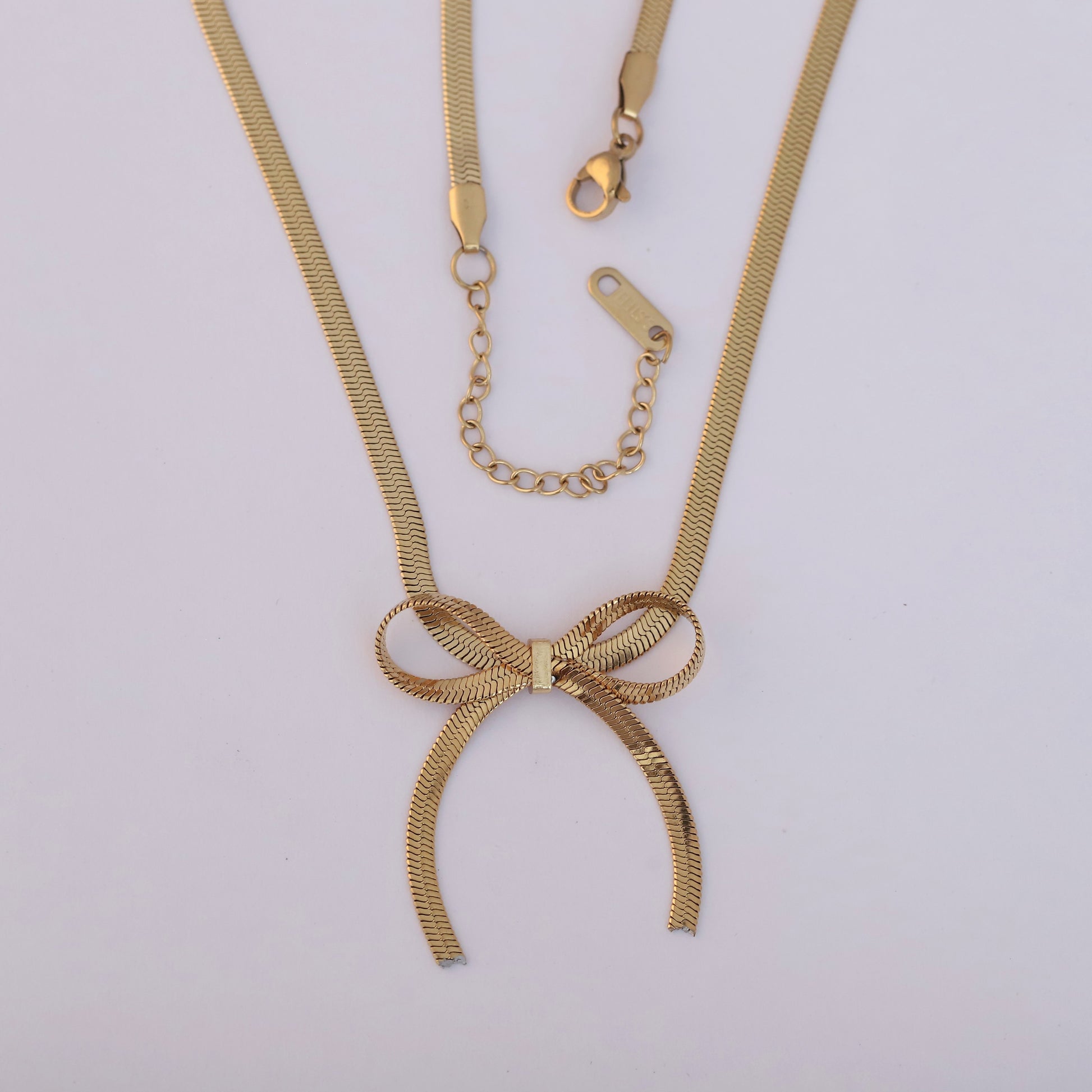 Bold Bow Pendant Necklace – Thick Snake Chain - ZIPPORY