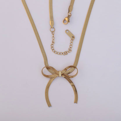 Bold Bow Pendant Necklace – Thick Snake Chain - ZIPPORY