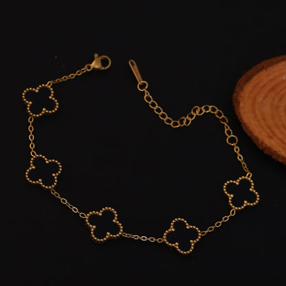 Cute Korean Green Black Clover Chain Bracelet - ZIPPORY