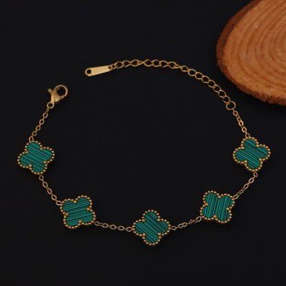 Cute Korean Green Black Clover Chain Bracelet - ZIPPORY