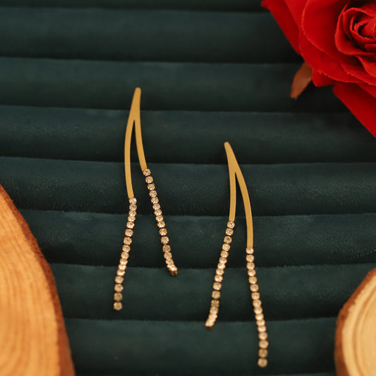 Dazzling Gold Crystal Dangle Earrings - ZIPPORY