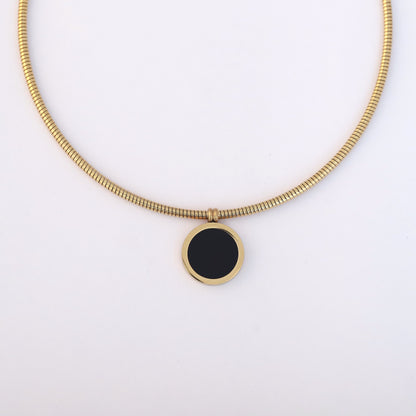 Elegant Double-Sided Roman Pendant Hasli Round Chain Necklace - ZIPPORY