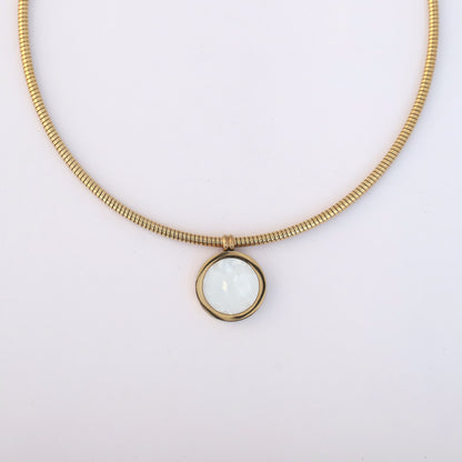 Elegant Double-Sided Roman Pendant Hasli Round Chain Necklace - ZIPPORY
