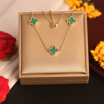 Elegant Green  Clover Charm Necklace - ZIPPORY