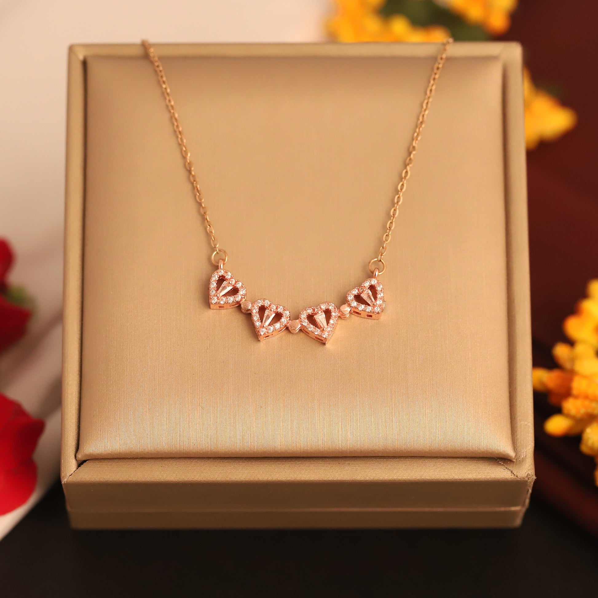 Elegant Rose Gold Plated Magnetic Geometric Pendant Necklace - ZIPPORY