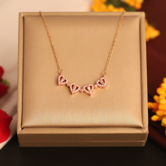 Elegant Rose Gold Plated Magnetic Geometric Pendant Necklace - ZIPPORY