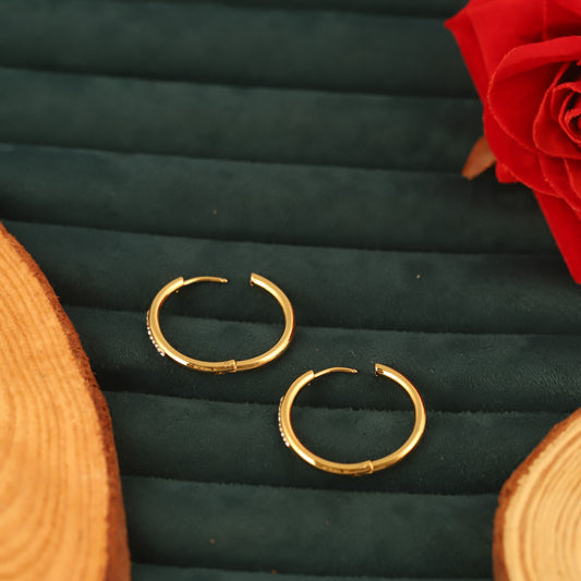 Fashion Gold Stone Hoop Earrings - ZIPPORY