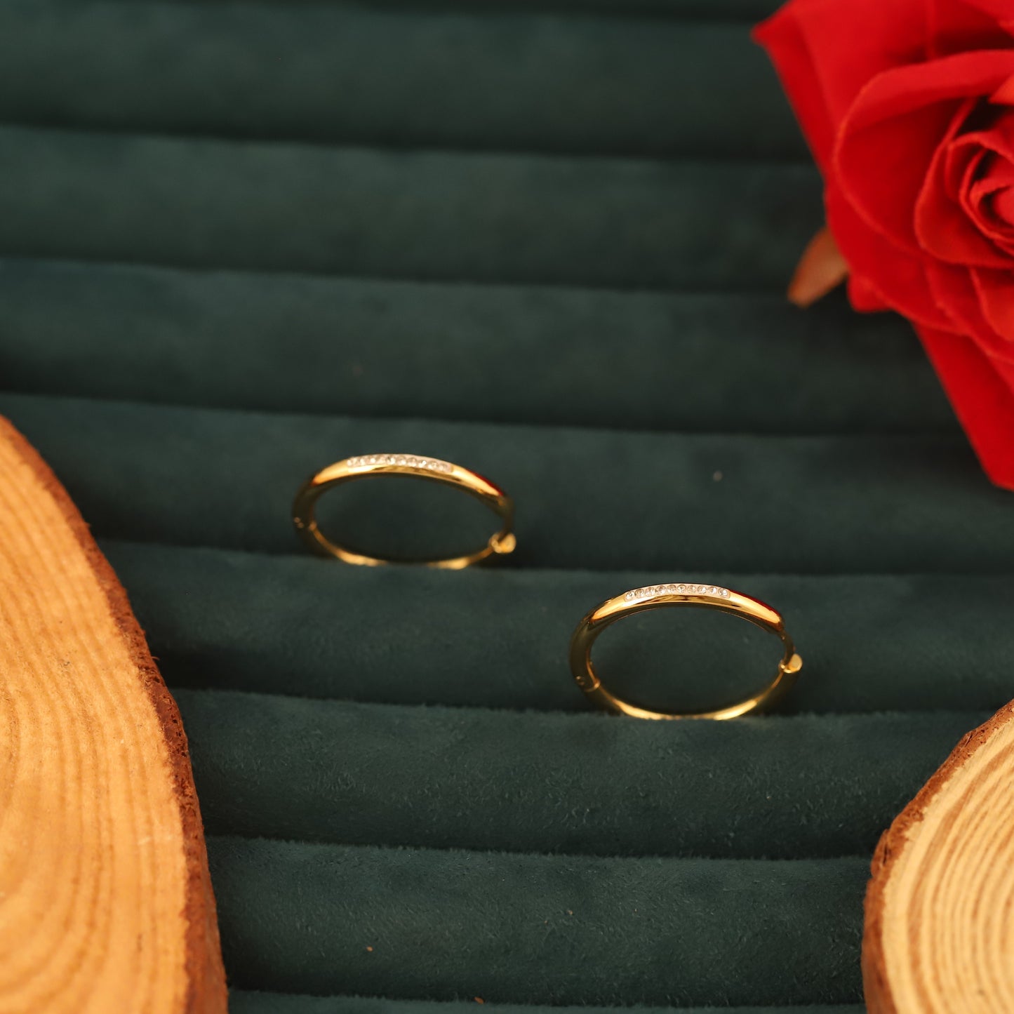 Fashion Gold Stone Hoop Earrings - ZIPPORY