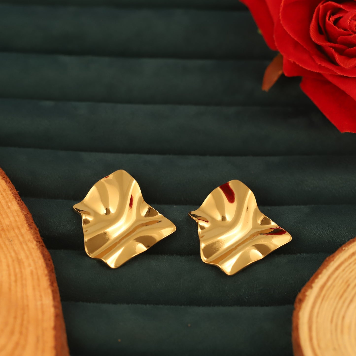 Gold Plated Asymmetric Stunning Stud Earrings - ZIPPORY