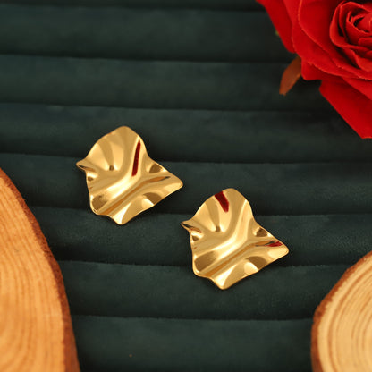 Gold Plated Asymmetric Stunning Stud Earrings - ZIPPORY