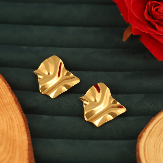 Gold Plated Asymmetric Stunning Stud Earrings - ZIPPORY