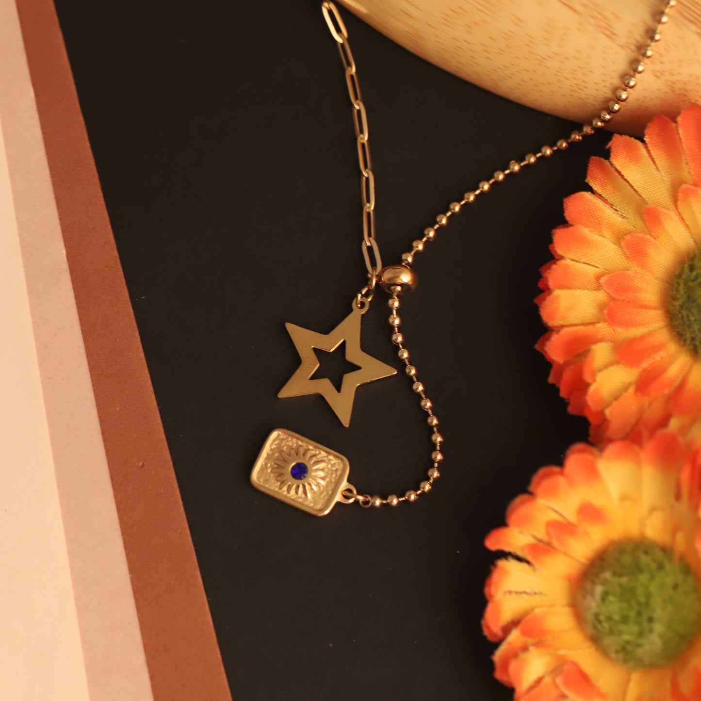 Gold Plated Star and Charm Necklace - ZIPPORY