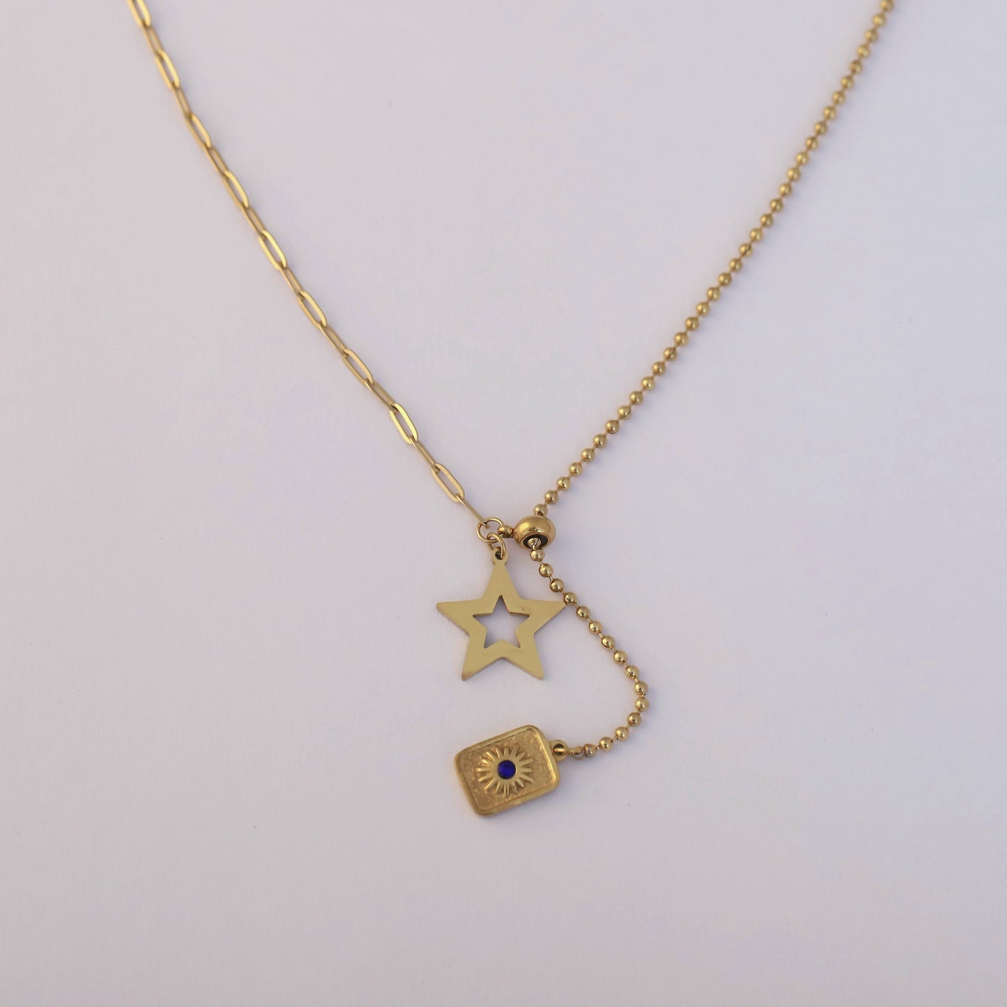 Gold Plated Star and Charm Necklace - ZIPPORY