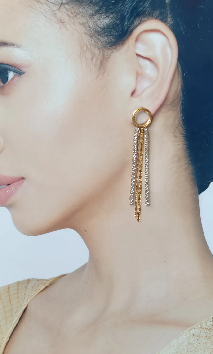 Gold Plated Thread Cocktail Dangle Earrings - ZIPPORY