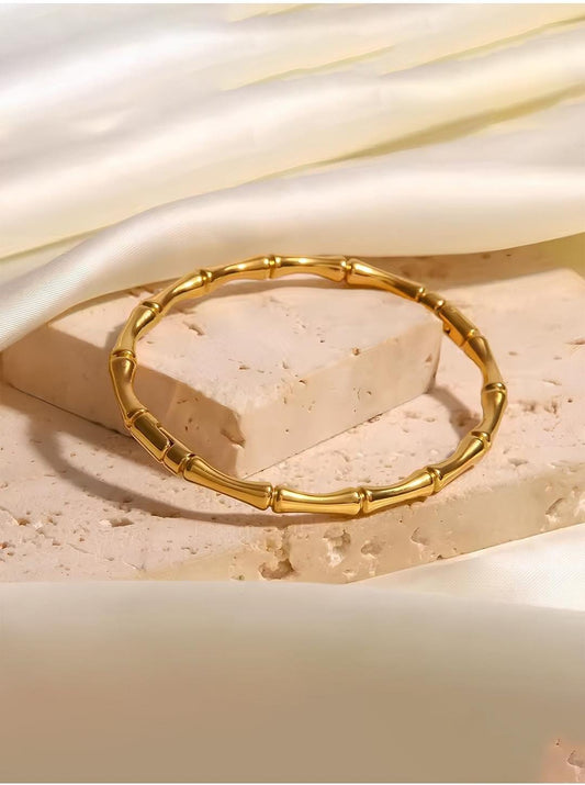 Golden Bamboo Stainless Steel Bracelet side openable - ZIPPORY