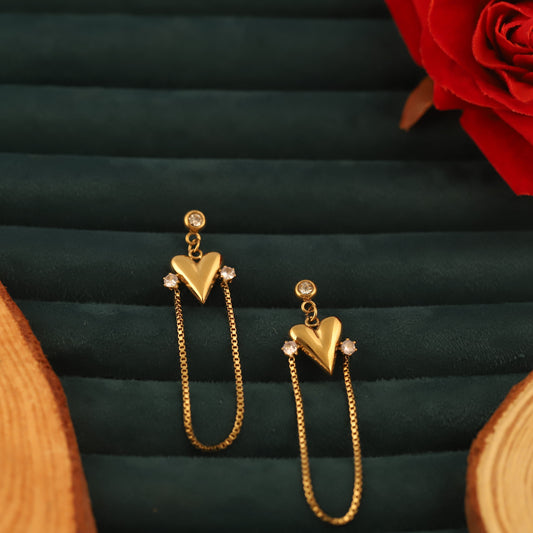 Heart Shape Hanging Chain Earring - ZIPPORY