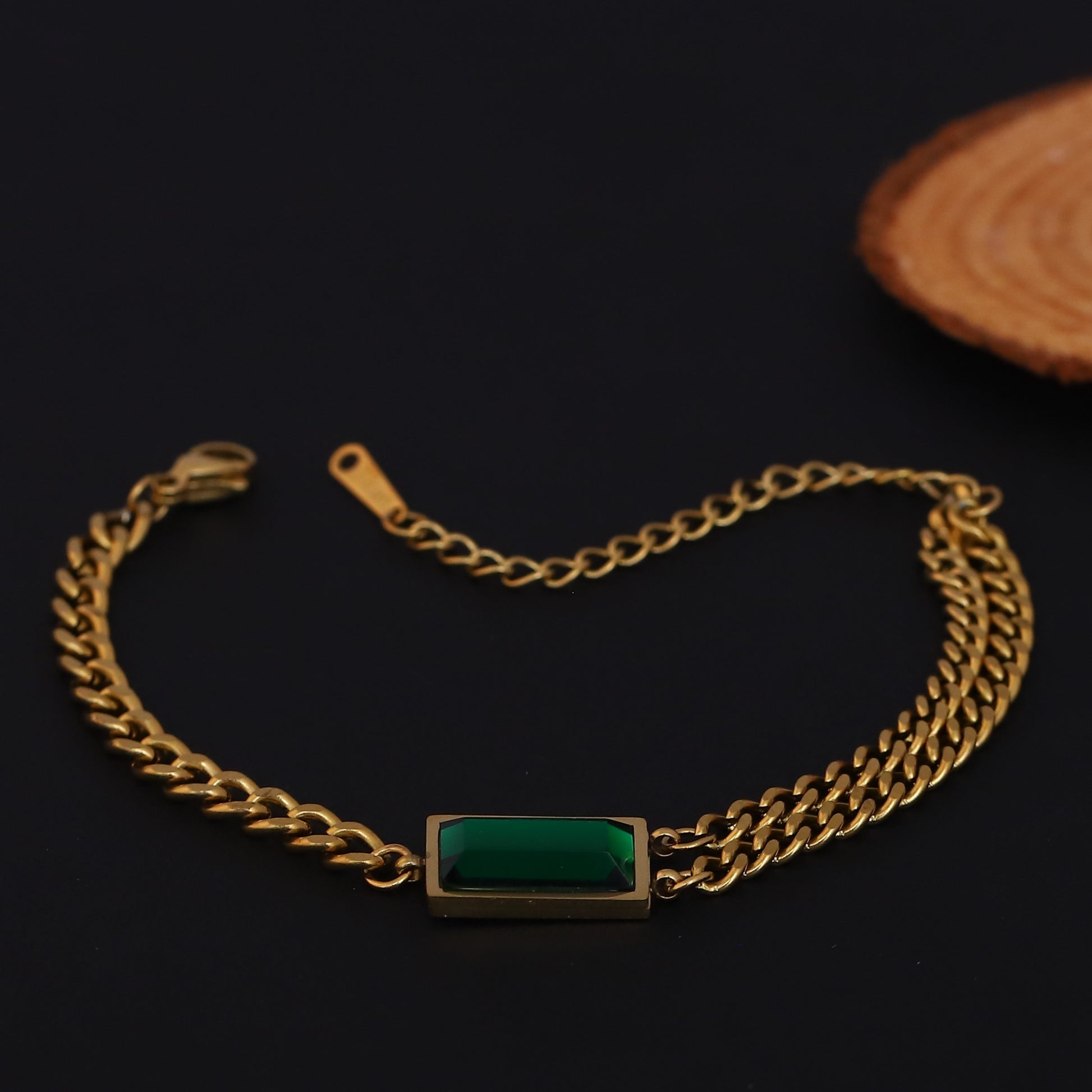 Korean Luxury Green Gem Chain Bracelet - ZIPPORY