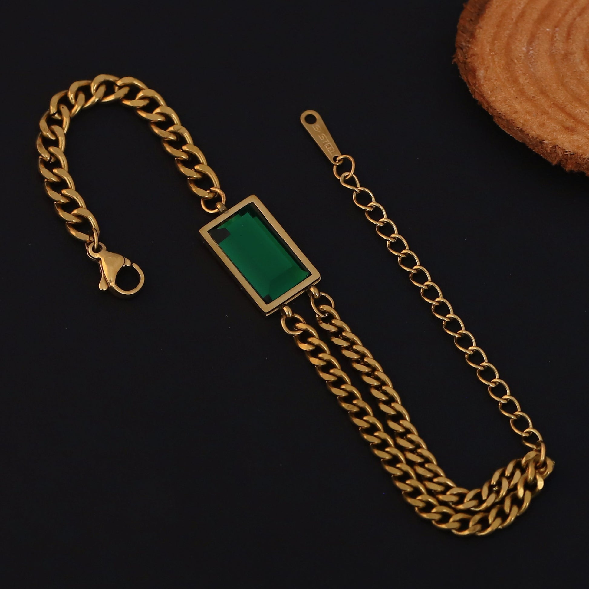 Korean Luxury Green Gem Chain Bracelet - ZIPPORY