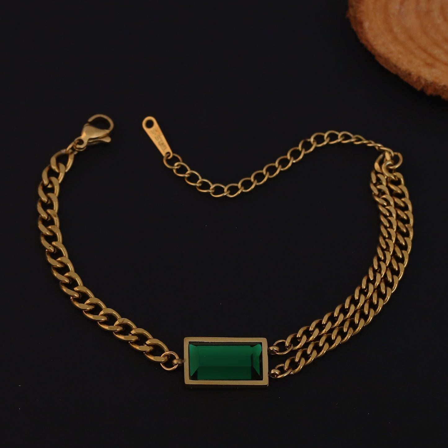 Korean Luxury Green Gem Chain Bracelet - ZIPPORY