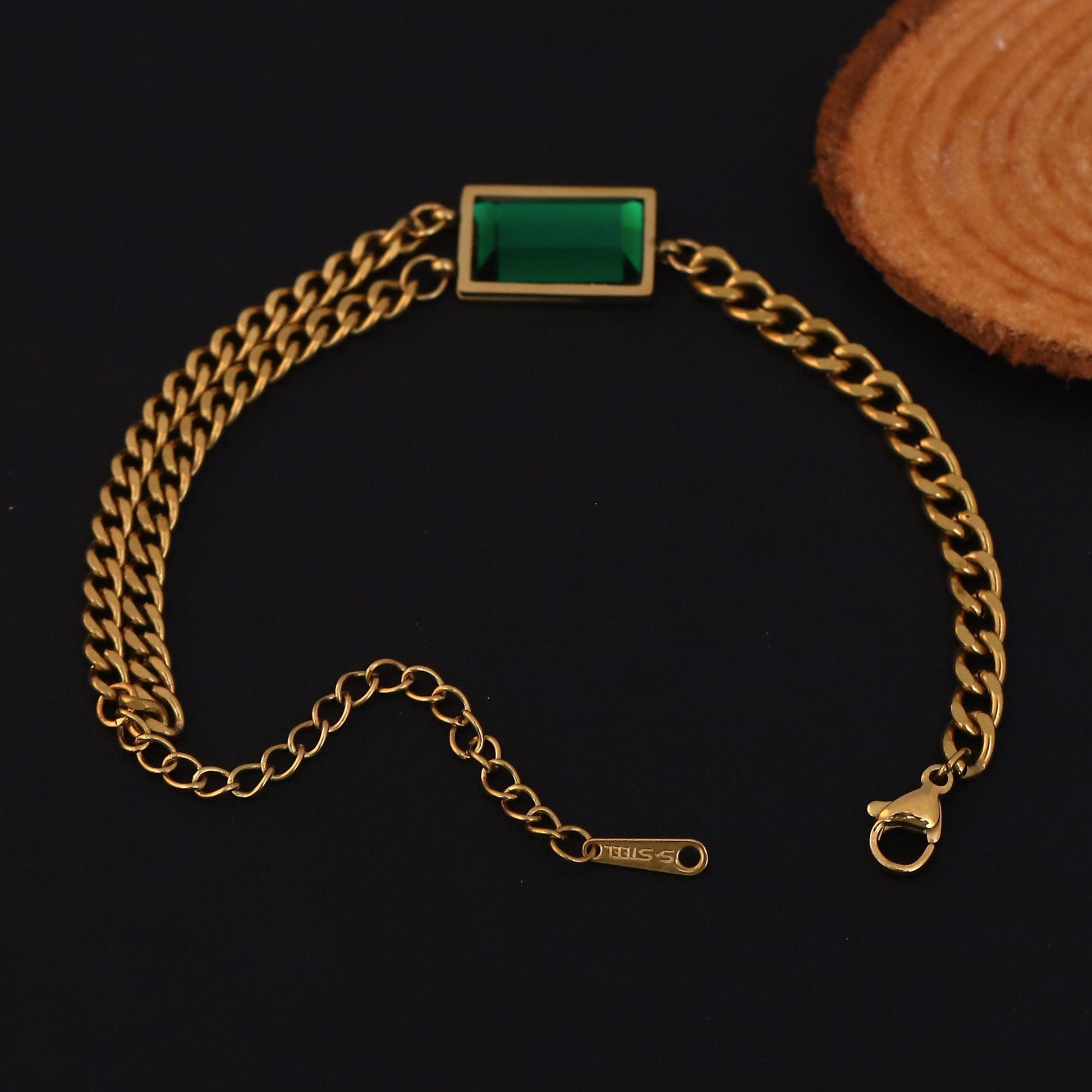 Korean Luxury Green Gem Chain Bracelet - ZIPPORY