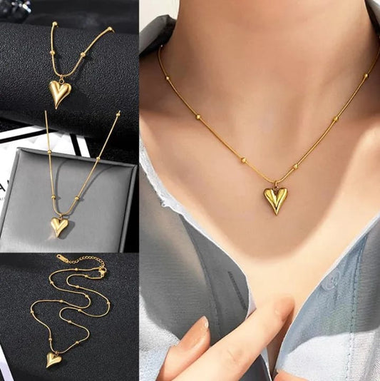Minimalist Heart Pendant Beaded Necklace - ZIPPORY