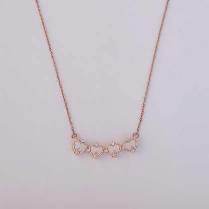 Rose Gold Plated Heart Shaped Magnetic Necklace with Crown Charms - ZIPPORY