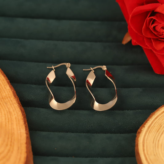 Rose Gold Twisted Hoop Knot Earrings - ZIPPORY