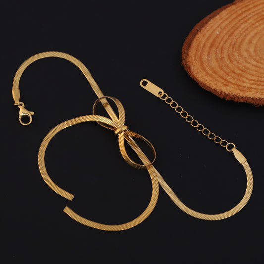Snake Chain Bow Design Bracelet - ZIPPORY