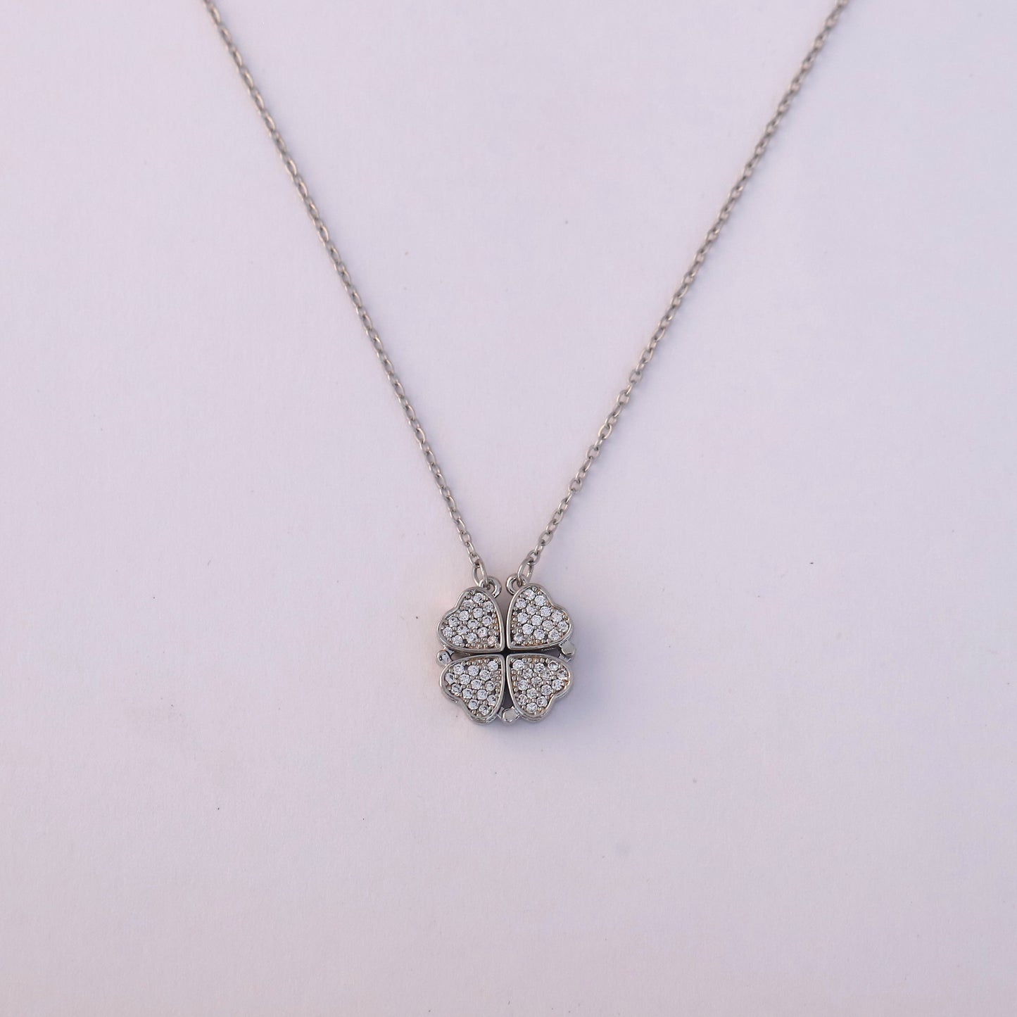 Sparkling Silver Plated Four Heart Pendant Necklace - ZIPPORY