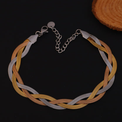 Tri Color Snake Chain Bracelet - ZIPPORY