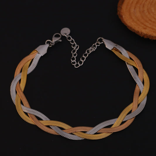 Tri Color Snake Chain Bracelet - ZIPPORY