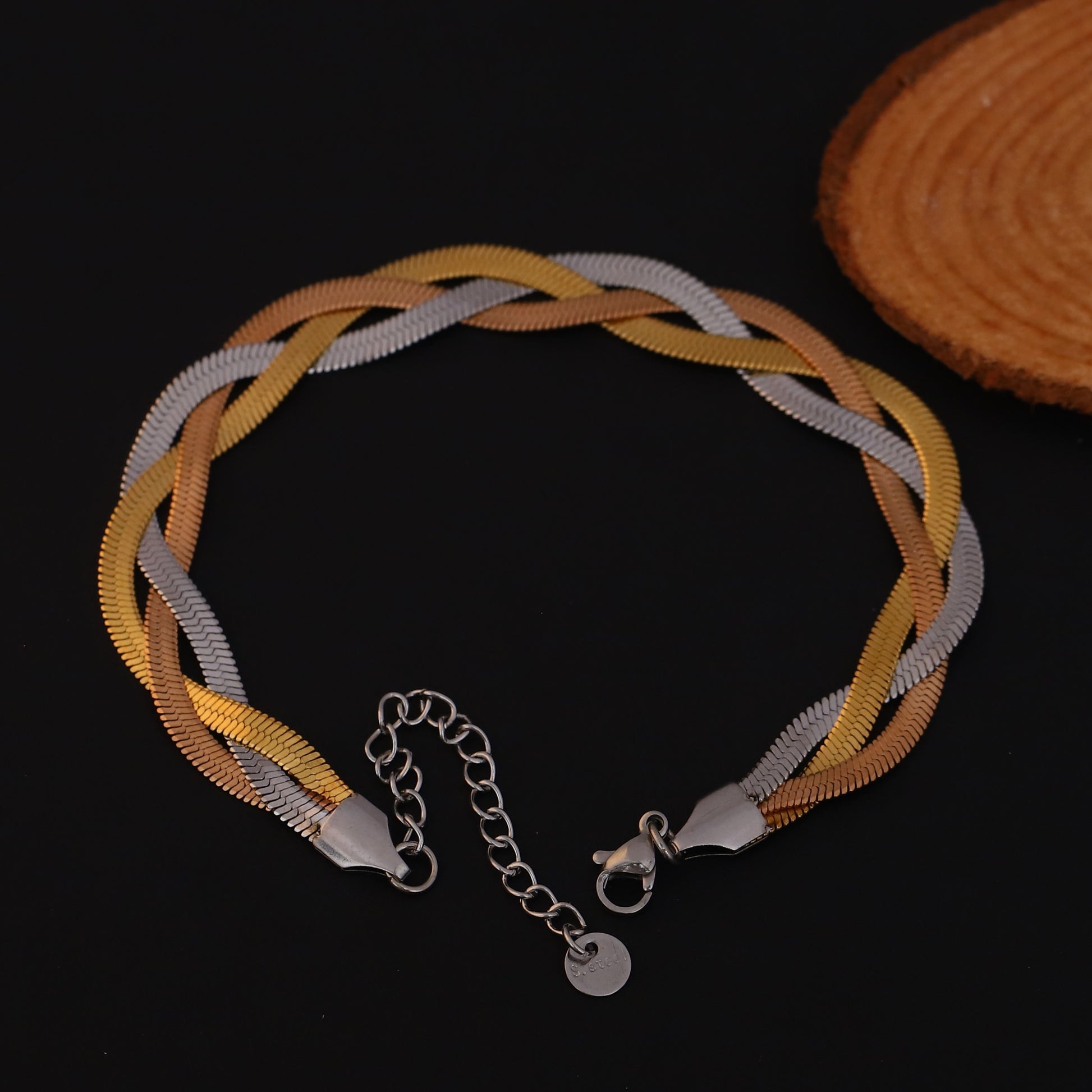 Tri Color Snake Chain Bracelet - ZIPPORY