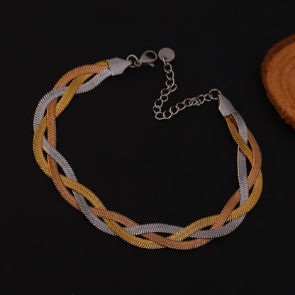Tri Color Snake Chain Bracelet - ZIPPORY