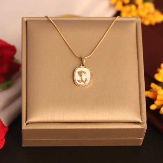 Vintage Rose Pendant Necklace - ZIPPORY